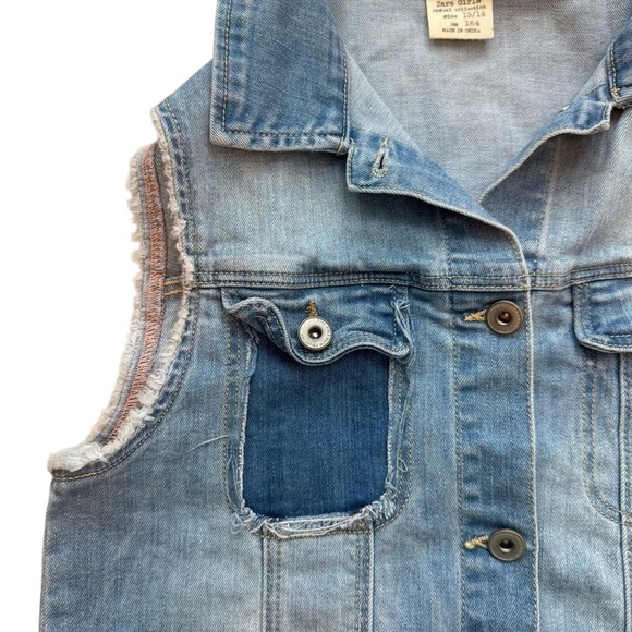 Zara Denim Vest | Casual Collection‎ | Girl Size 13/14 | Sleeveless - Picture 3 of 6